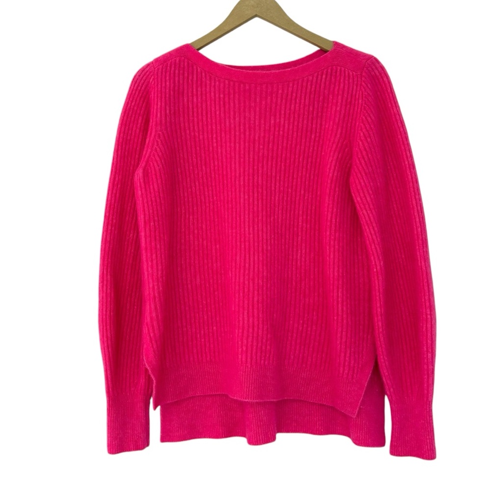 Athleta Hot Pink Merino Wool Layover Pullover Sweater Size Small Preppy Outdoor